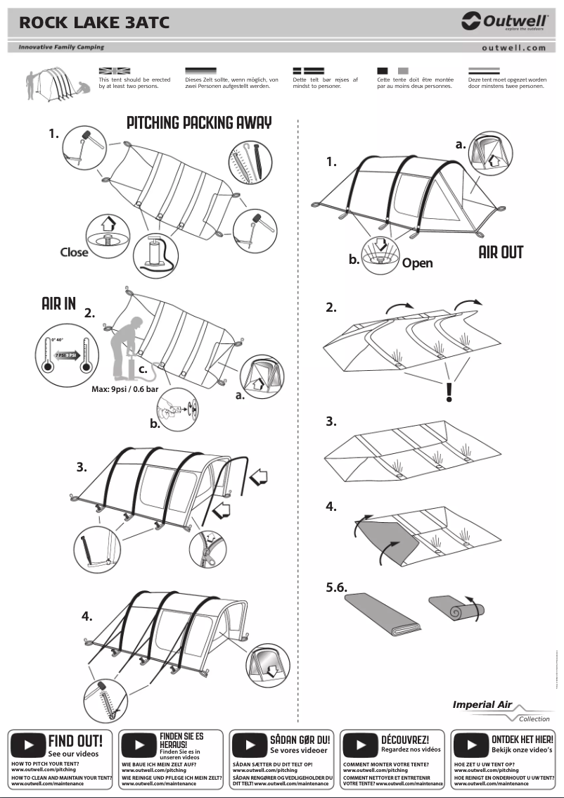 Page 1 de la notice Manuel utilisateur Outwell Rock Lake 3ATC