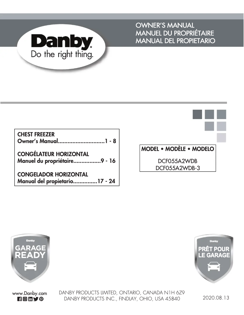 Page 1 de la notice Manuel utilisateur Danby DCF055A2WDB