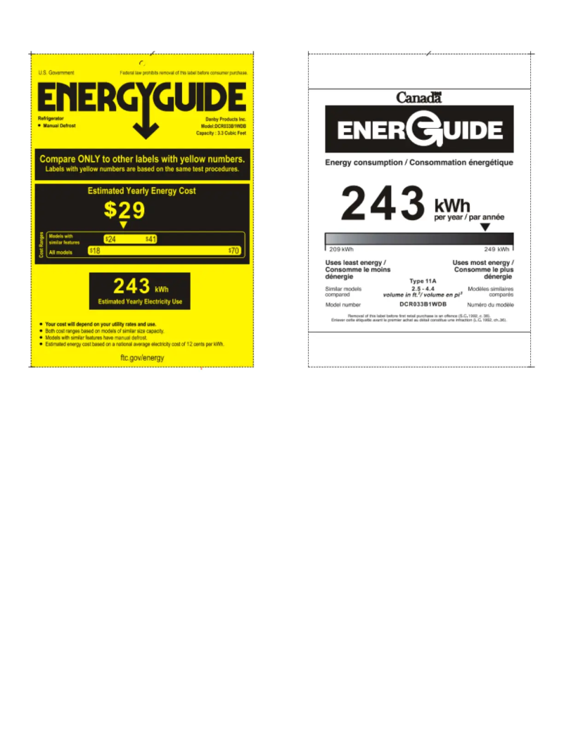 Página 1 del manual Etiqueta energética Danby DCR033B1WDB