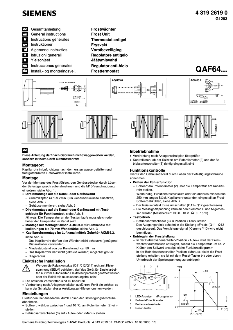 Image de la première page du manuel de l'appareil QAF64