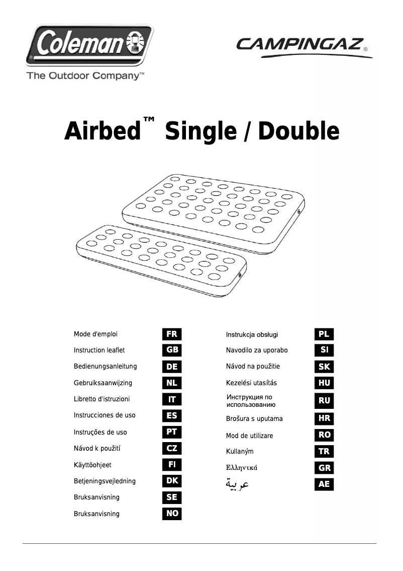 Page 1 de la notice Manuel utilisateur Campingaz Double Quickbed