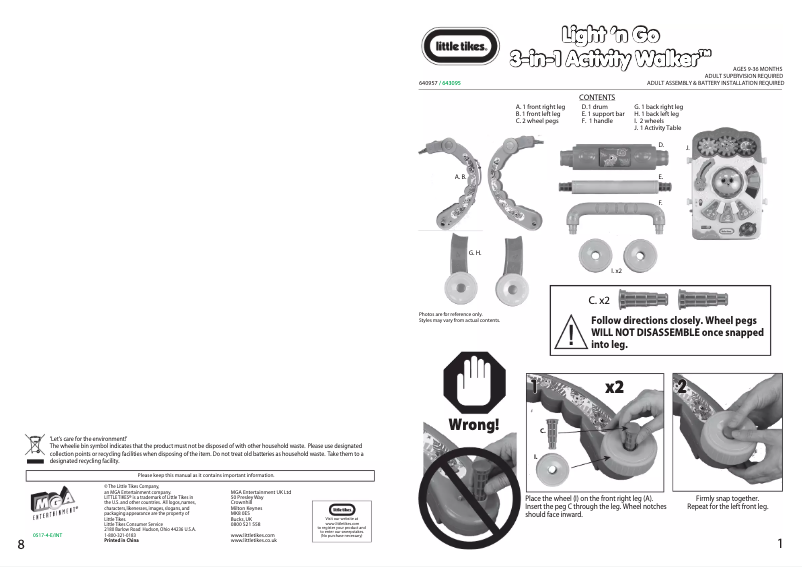 Image de la première page du manuel de l'appareil Light 'n Go 3-in-1 Activity Walker