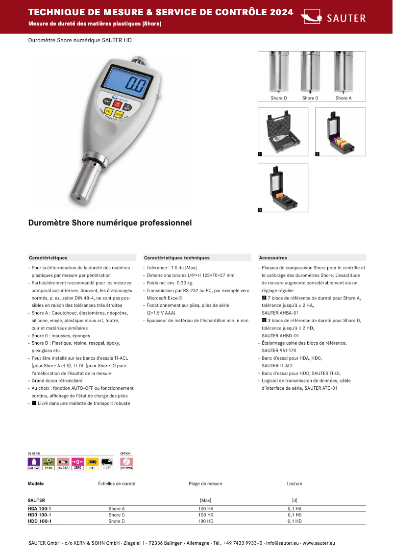 Page 1 de la notice Brochure Sauter HD0 100-1