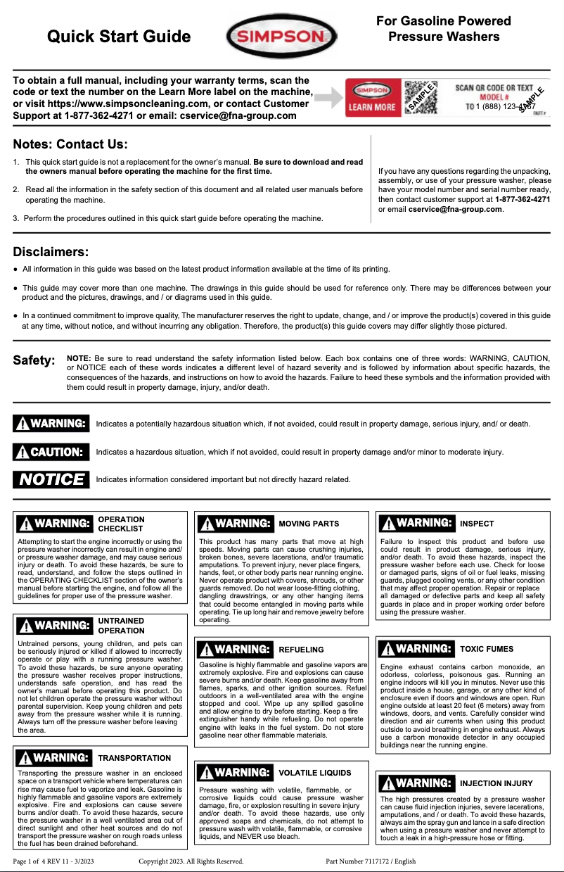 Page n°1 - Guide de démarrage rapide Simpson Megashot MS61218S
