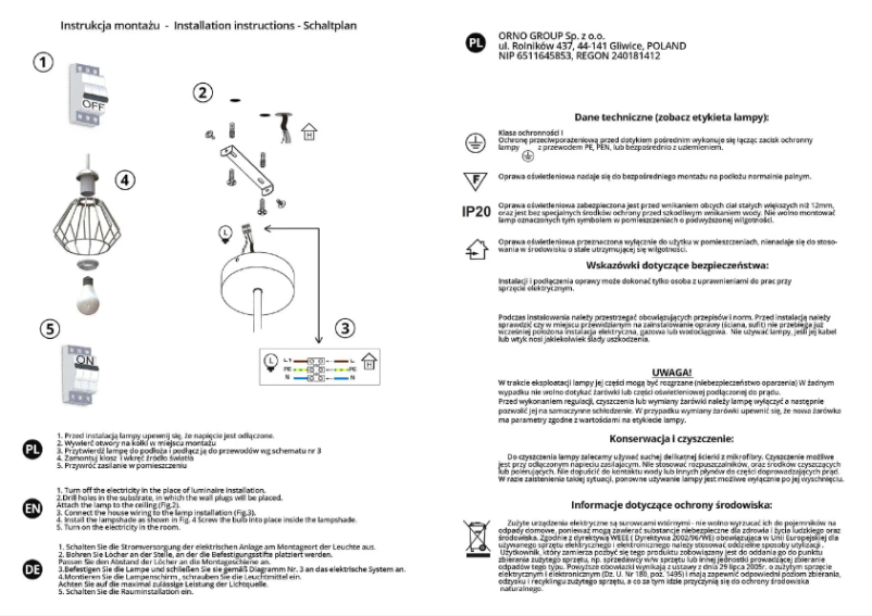 Page 1 de la notice Manuel utilisateur Adviti AD-LD-6261BE27M