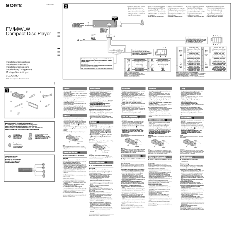 Página 1 del manual Guía de instalación Sony CDX-GT33U
