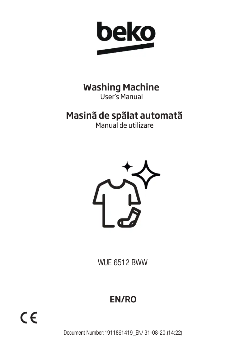 Page 1 de la notice Manuel utilisateur Beko WUE6512BWW