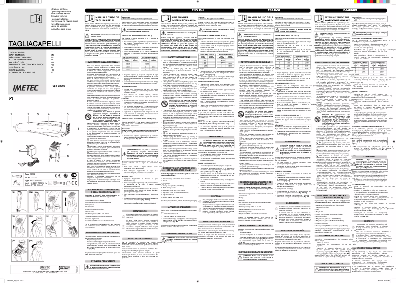 Page 1 de la notice Manuel utilisateur Imetec HC7 300