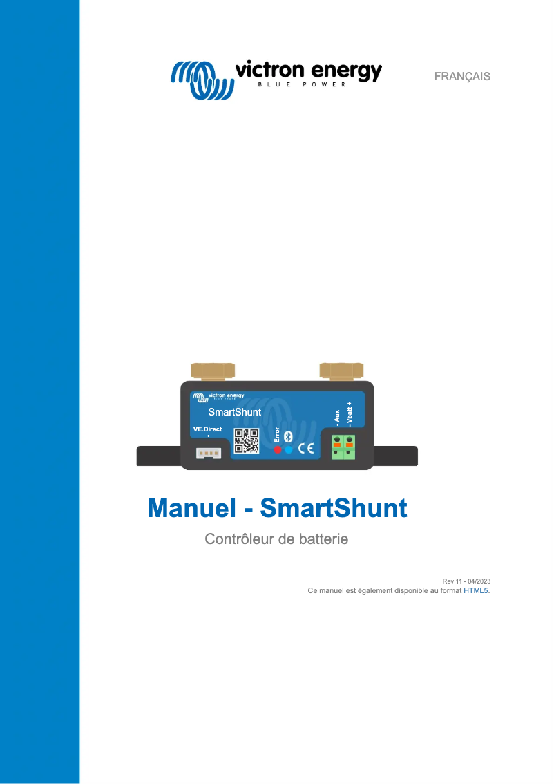 Image de la première page du manuel de l'appareil SmartShunt