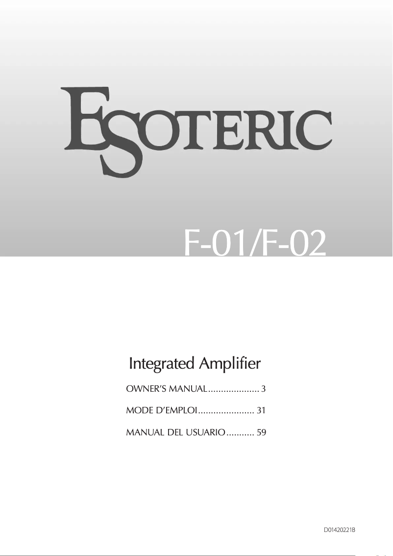 Page n°1 - Manuel utilisateur Esoteric F-02