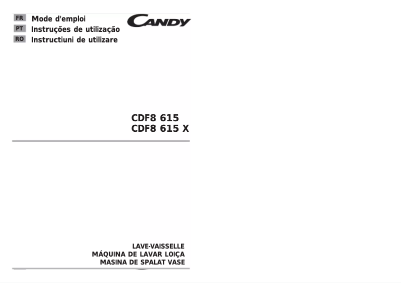 Page 1 de la notice Manuel utilisateur Candy CDF8 615X/1-S