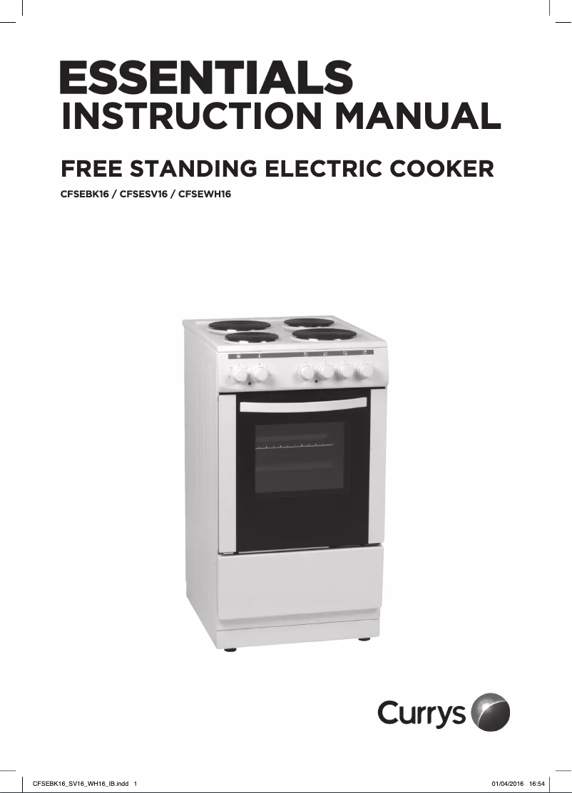 Page 1 de la notice Manuel utilisateur Currys Essentials CFSEWH16