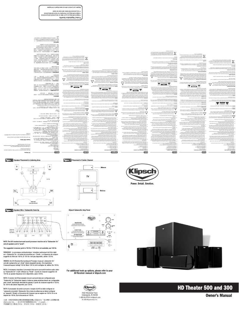 Page 1 de la notice Manuel utilisateur Klipsch HD Theater 300