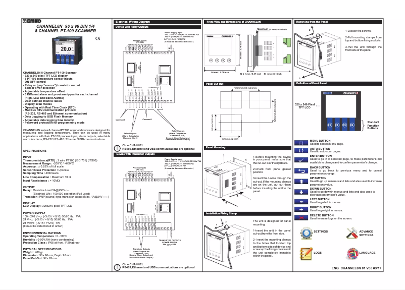 Imagen de la primera página del manual del dispositivo CHANNEL8N