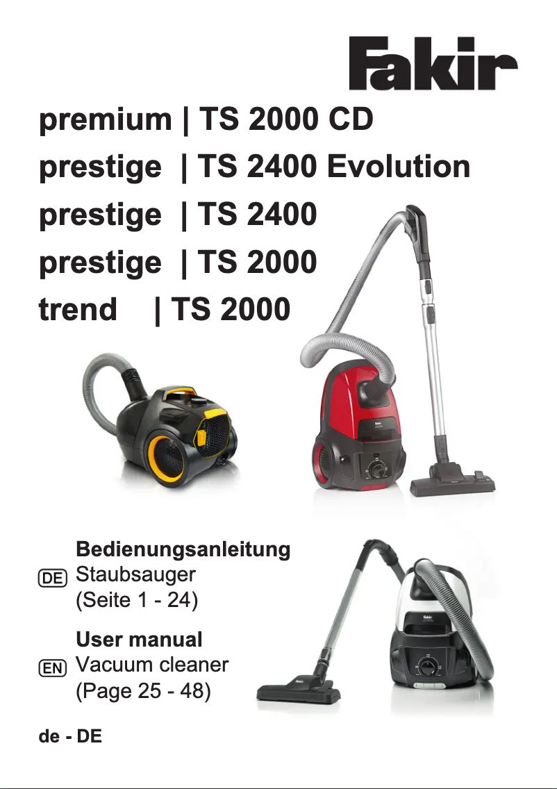 Page n°1 - Manuel utilisateur Fakir Air Wave Prestige TS 2400