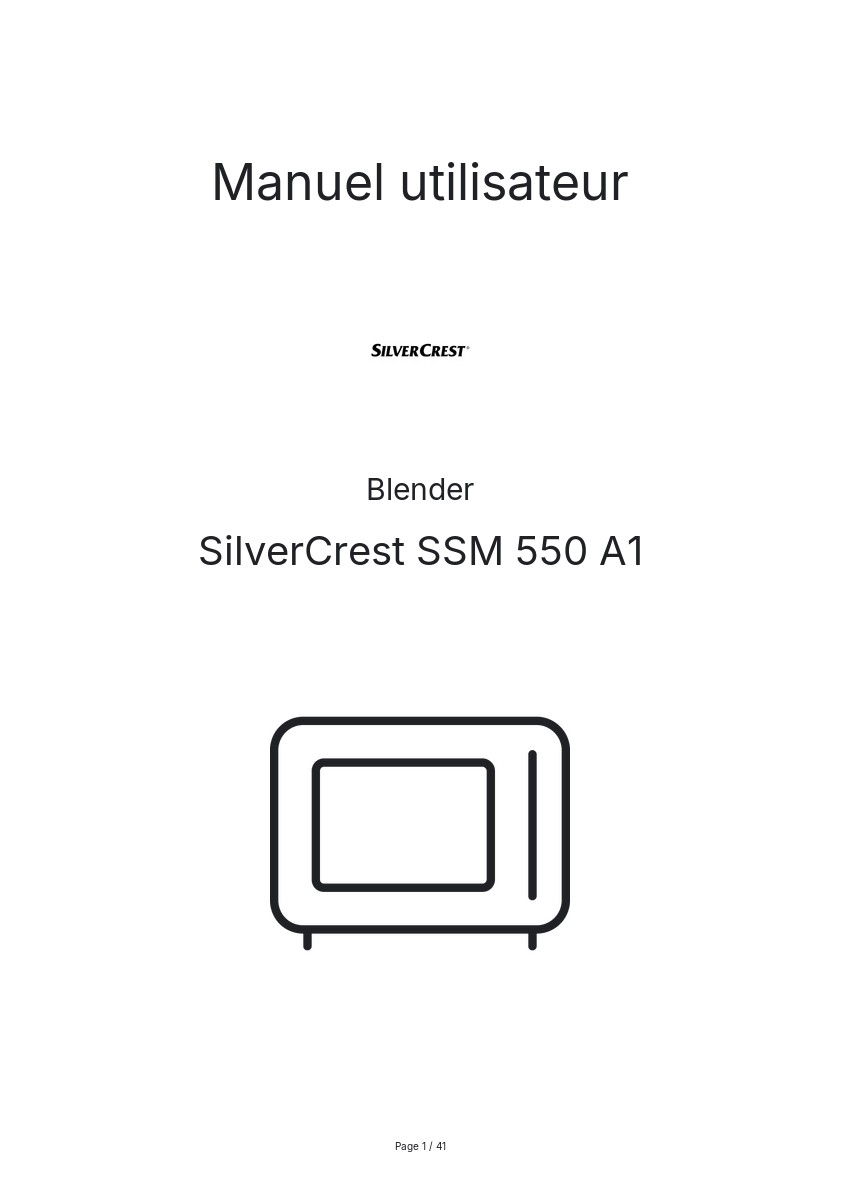 Page n°1 - Manuel utilisateur SilverCrest SSM 550 A1