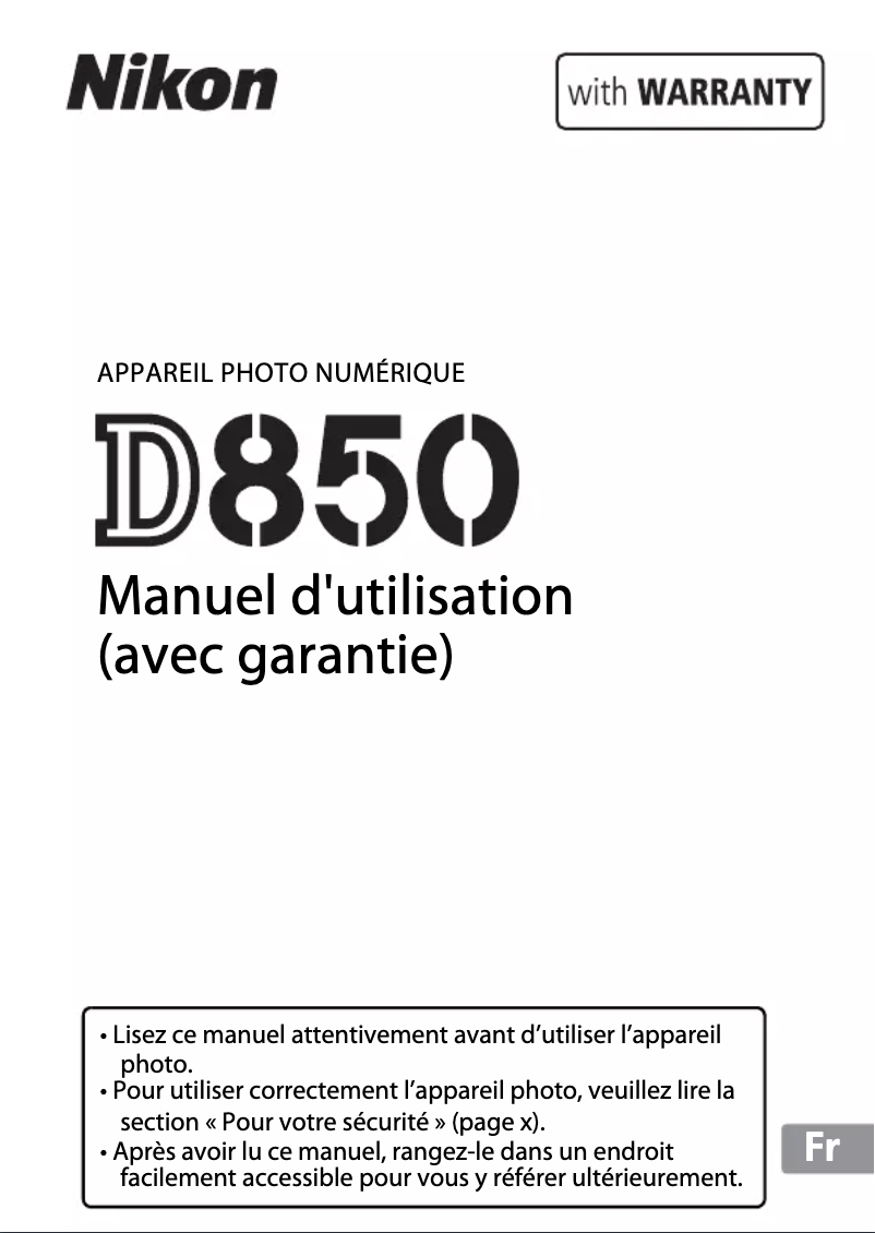 Page 1 de la notice Manuel utilisateur Nikon D850