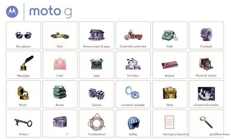 Image de la première page du manuel de l'appareil Moto G XT1068