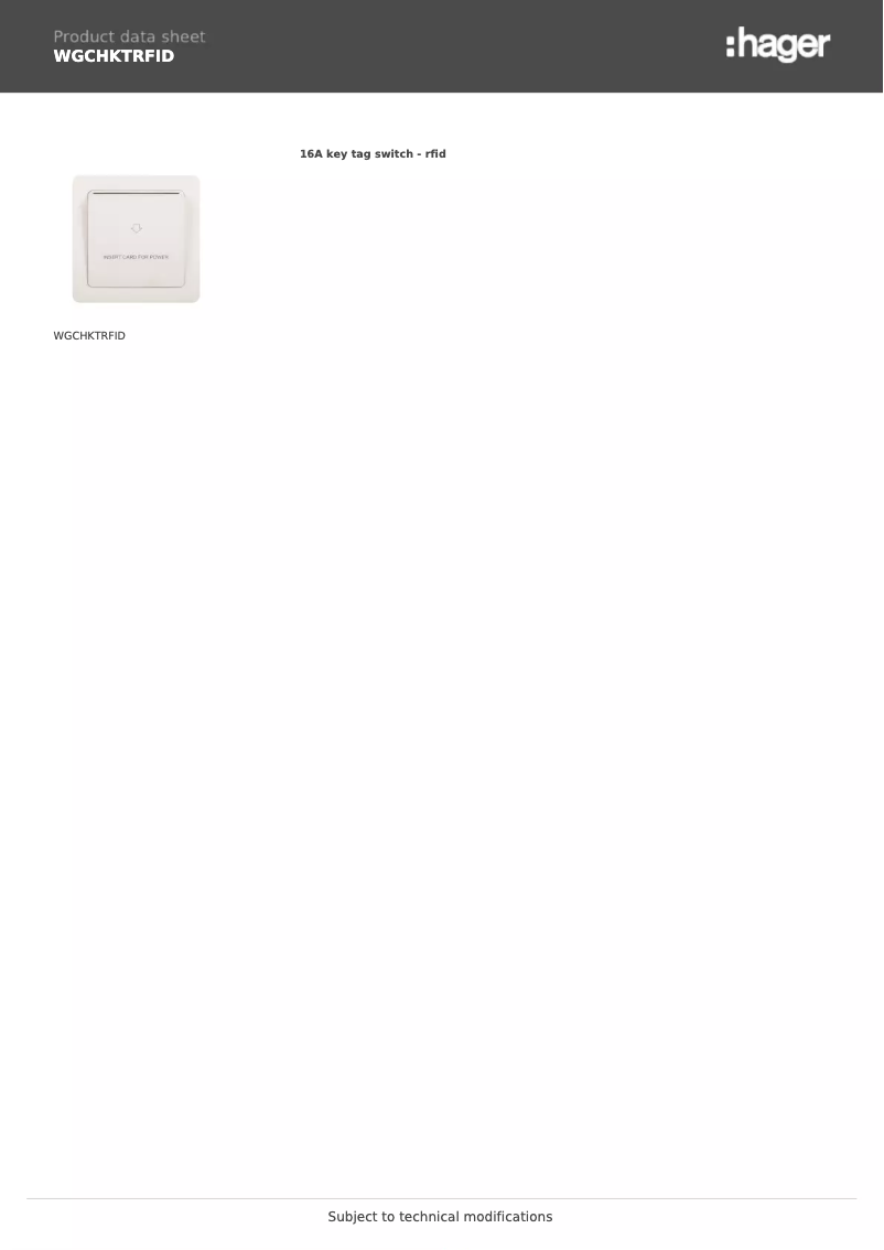 Image de la première page du manuel de l'appareil WGCHKTRFID