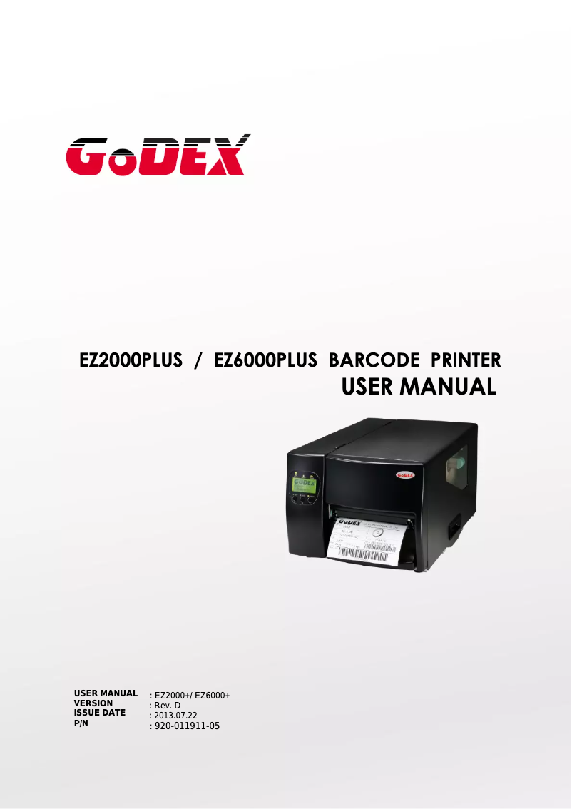 Page 1 de la notice Manuel utilisateur Godex EZ-2300Plus