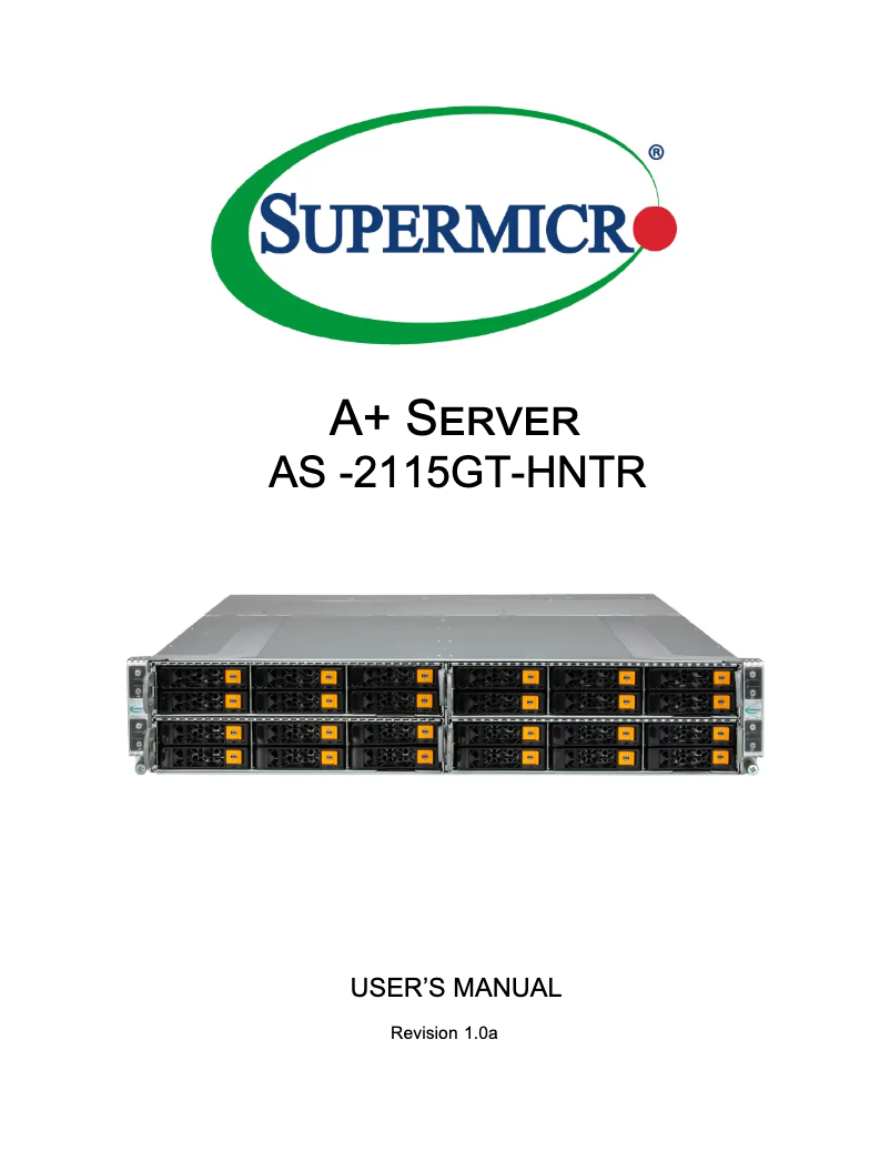 Image de la première page du manuel de l'appareil SuperServer AS-2115GT-HNTR