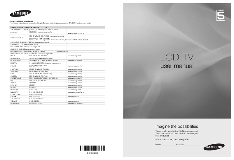 Page n°1 - Manuel utilisateur Samsung LE32B551A6W