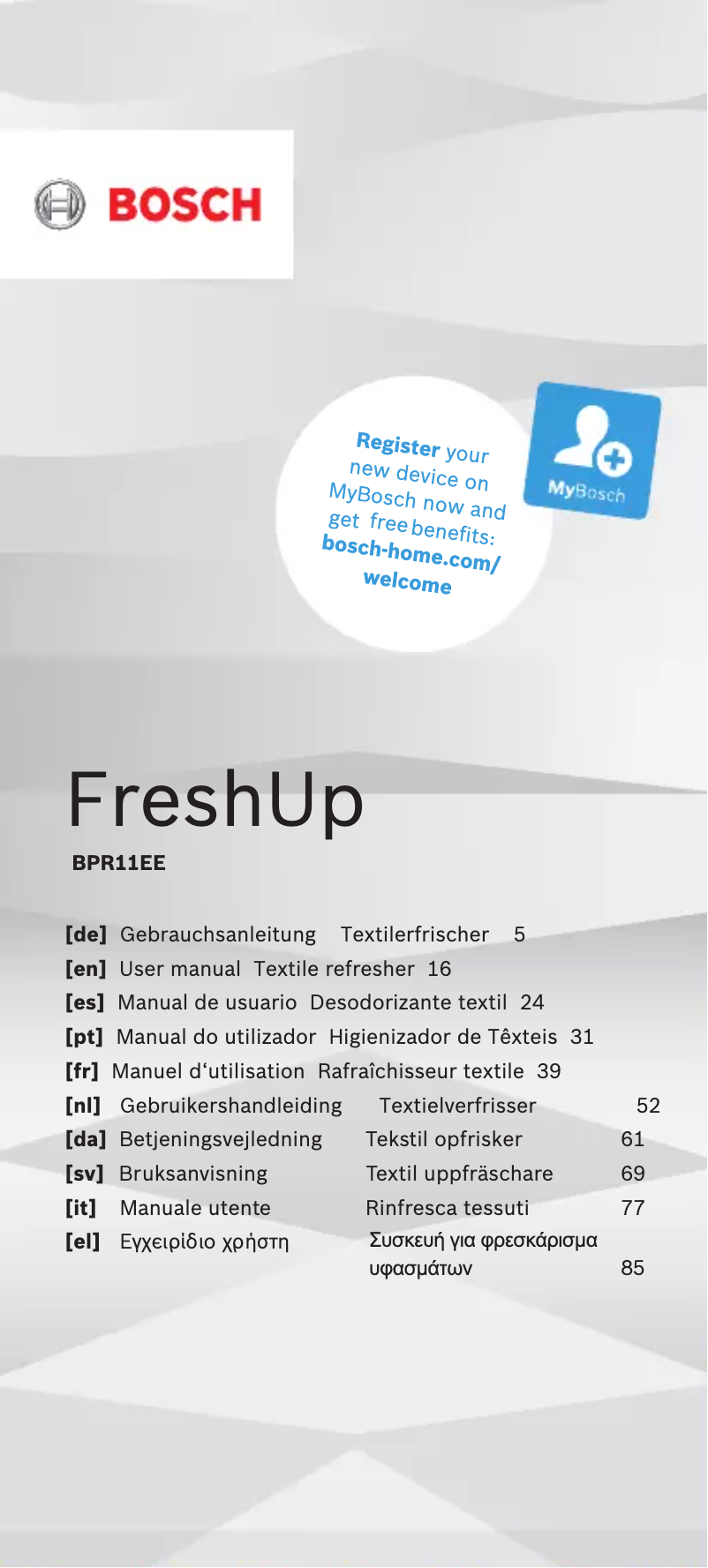 Page 1 de la notice Manuel utilisateur Bosch FreshUp BPR11EE