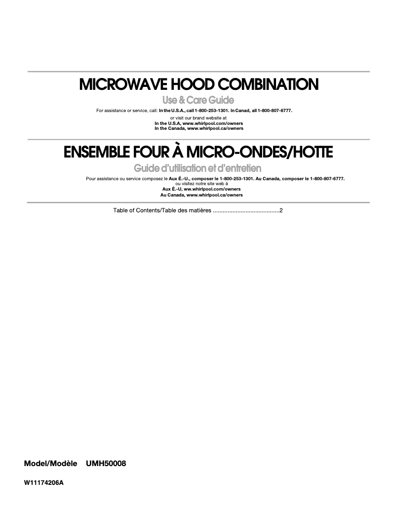 Page n°1 - Manuel utilisateur Maytag UMH50008HS