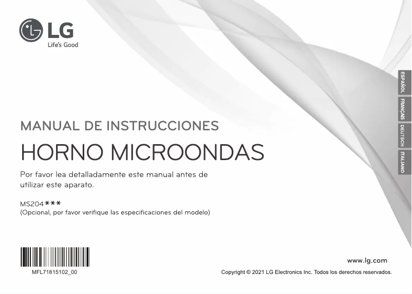 Page n°1 - Manuel utilisateur LG MS2042D