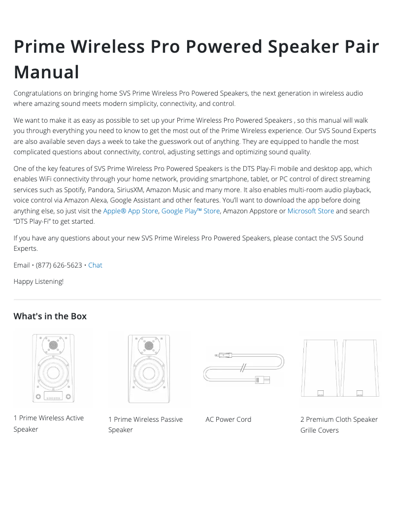 Image de la première page du manuel de l'appareil Prime Wireless Pro Powered Speaker Pair