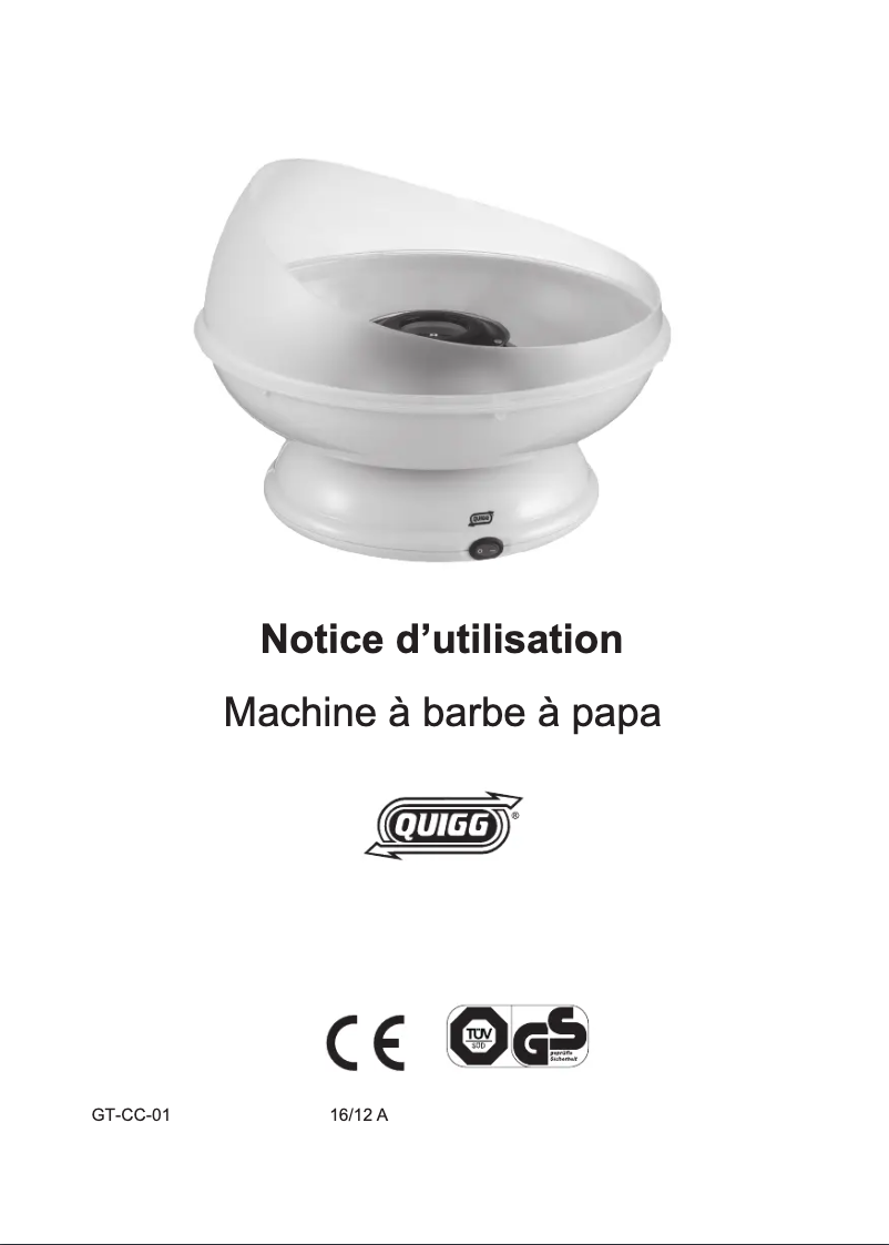 Page 1 de la notice Manuel utilisateur Quigg GT-CC-01