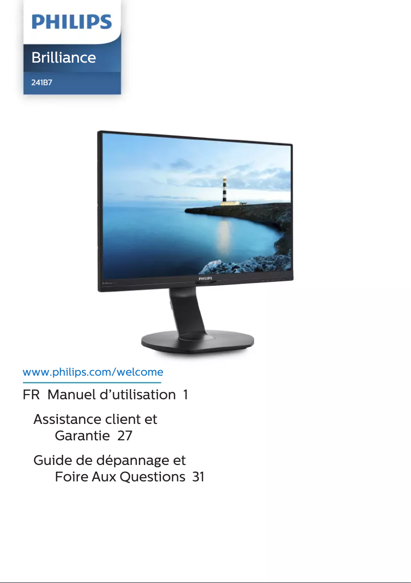 Page 1 de la notice Manuel utilisateur Philips Brilliance 241B7QPTEB