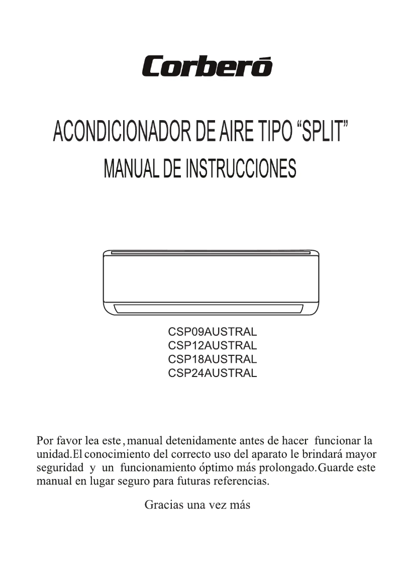Page 1 de la notice Manuel utilisateur Corbero CSP12AUSTRAL