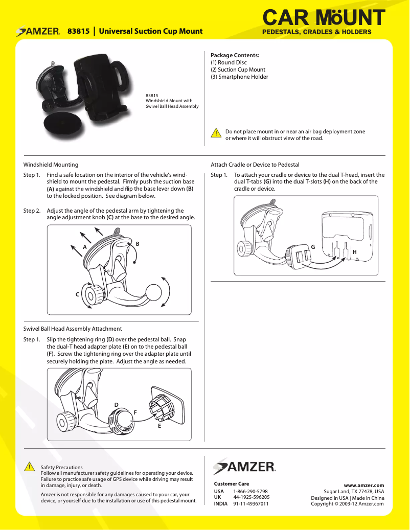 Page 1 de la notice Manuel utilisateur Amzer AMZ83815