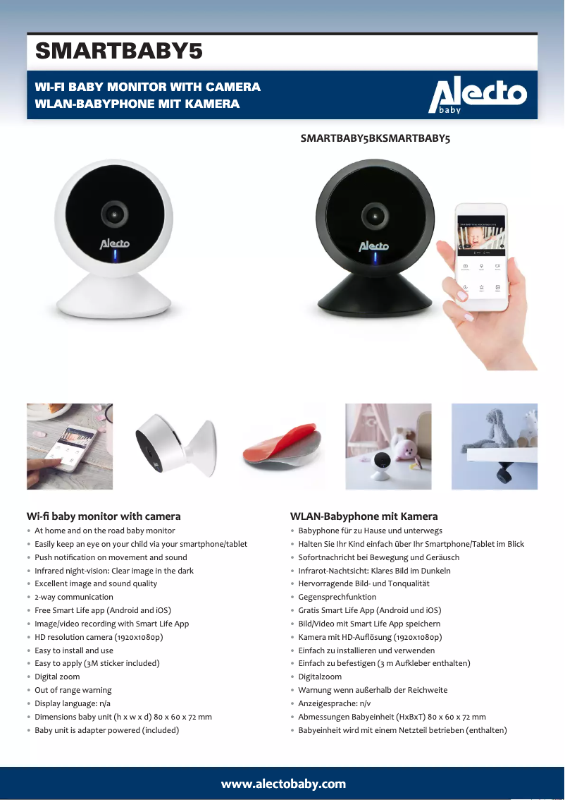 Page 1 de la notice Manuel utilisateur Alecto SMARTBABY5