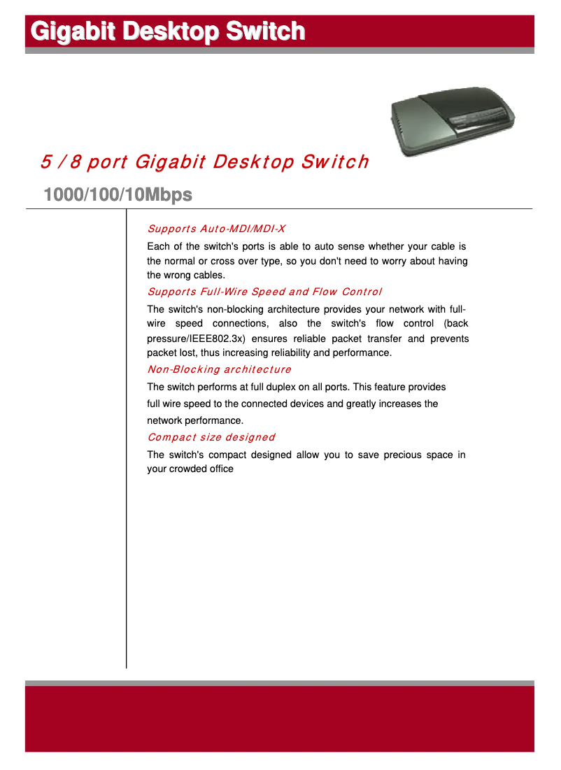 Page n°1 - Fiche technique Edimax ES-5800P
