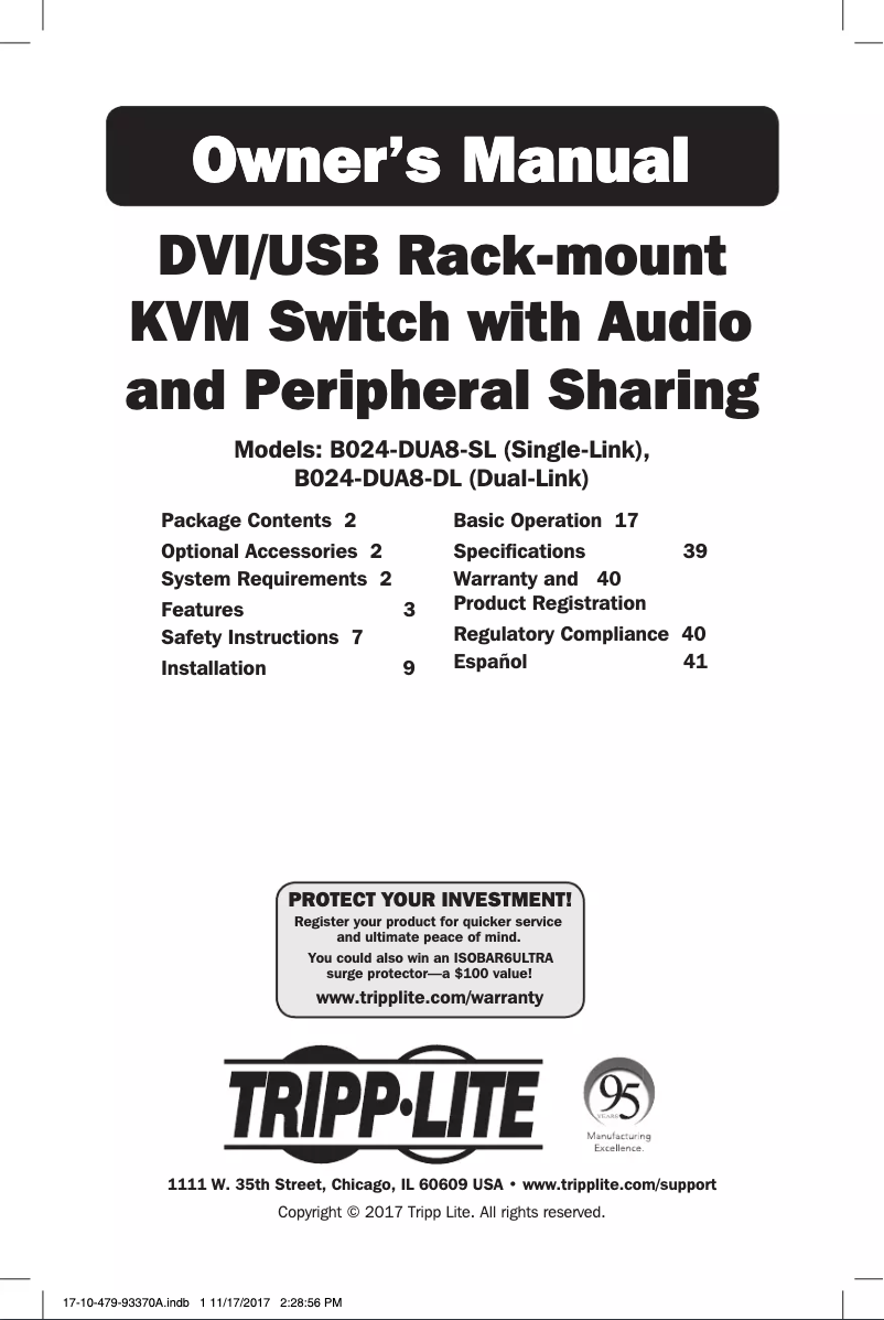 Page 1 de la notice Manuel utilisateur Tripp Lite B024-DUA8-DL