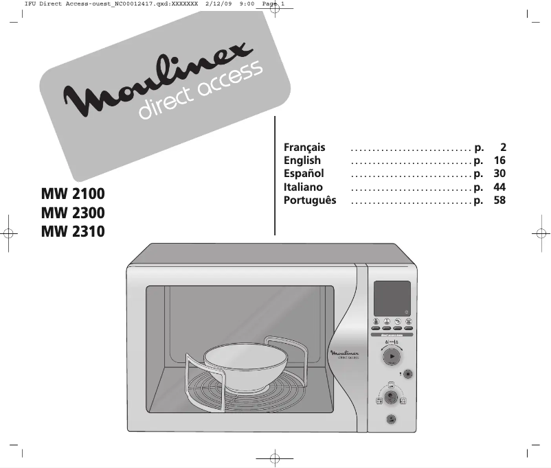 Image de la première page du manuel de l'appareil MW2310