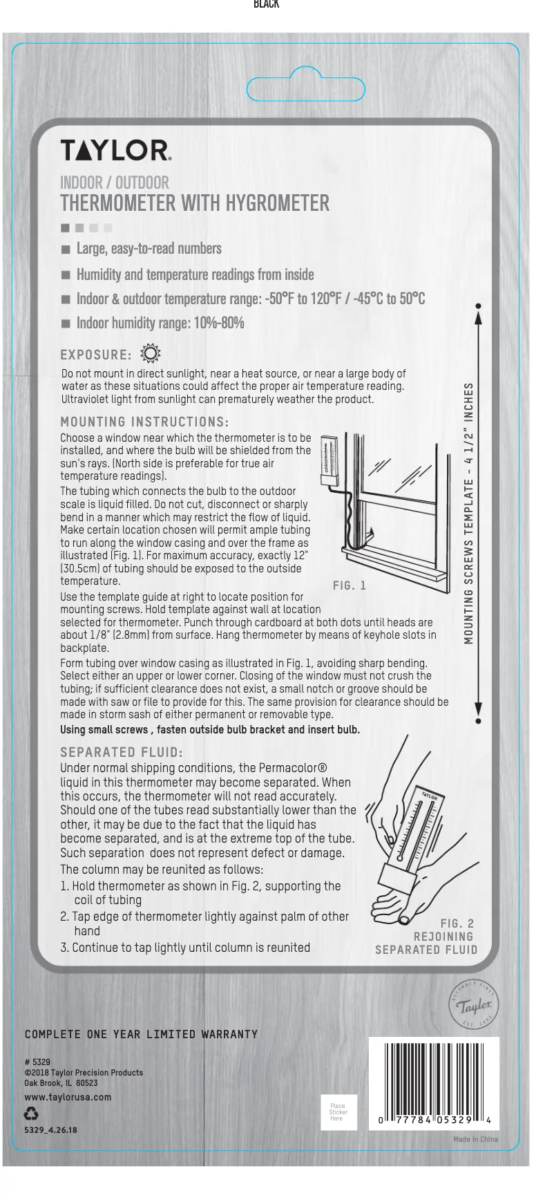Page 1 de la notice Manuel utilisateur Taylor 5329