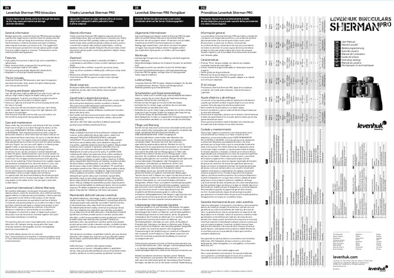 Page 1 de la notice Manuel utilisateur Levenhuk Sherman PRO 8x32