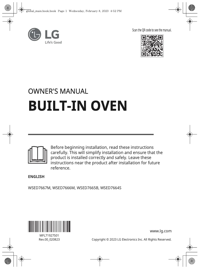 Image de la première page du manuel de l'appareil WSED7664S