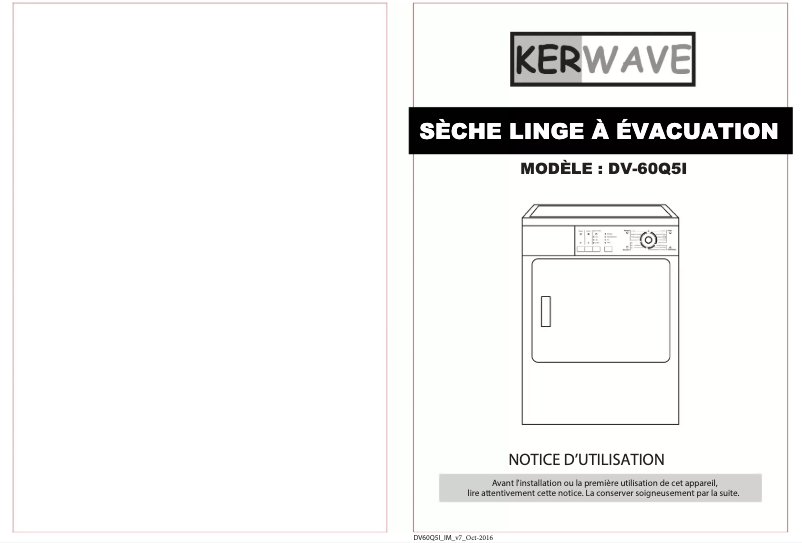 Page 1 de la notice Manuel utilisateur Kerwave DV-60Q5I