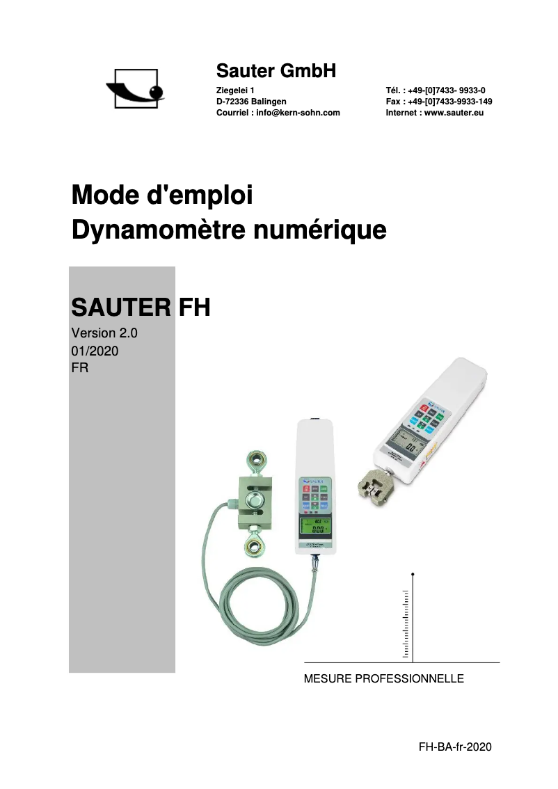Page n°1 - Manuel utilisateur Kern FH 200 EXT
