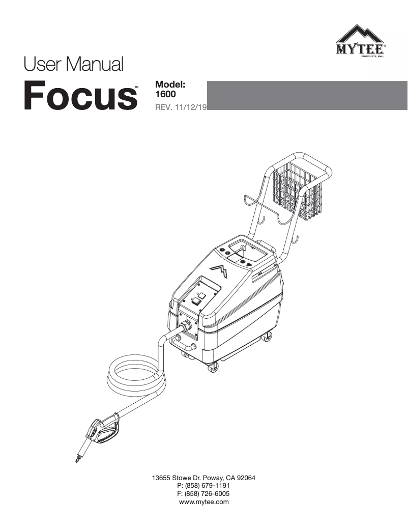 Page n°1 - Manuel utilisateur Mytee Focus 1600