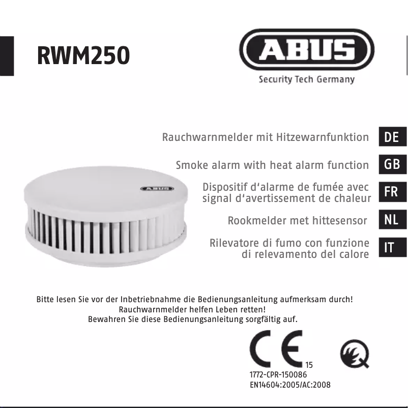 Page 1 de la notice Instructions / montage Abus RWM250
