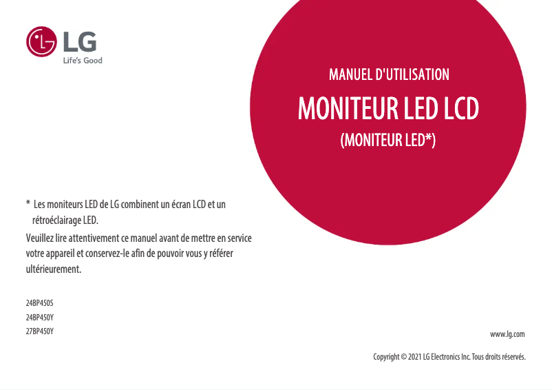 Page n°1 - Manuel utilisateur LG 24BP450S