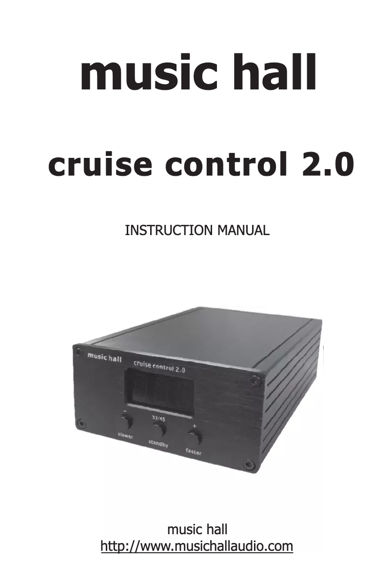 Page n°1 - Manuel utilisateur Music Hall cruise control 2.0