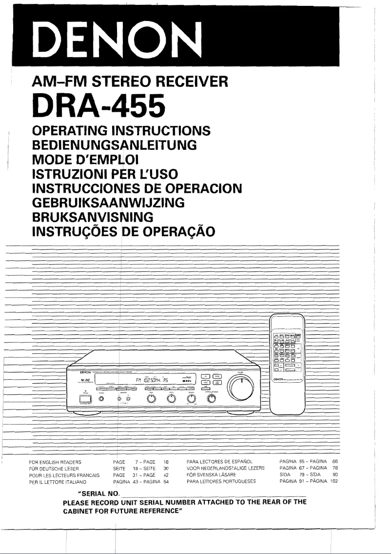 Página 1 del manual Manual de usuario Denon DRA-455