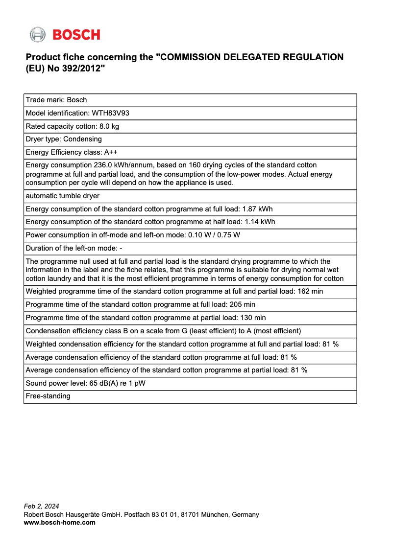 Image de la première page du manuel de l'appareil WTH83V93