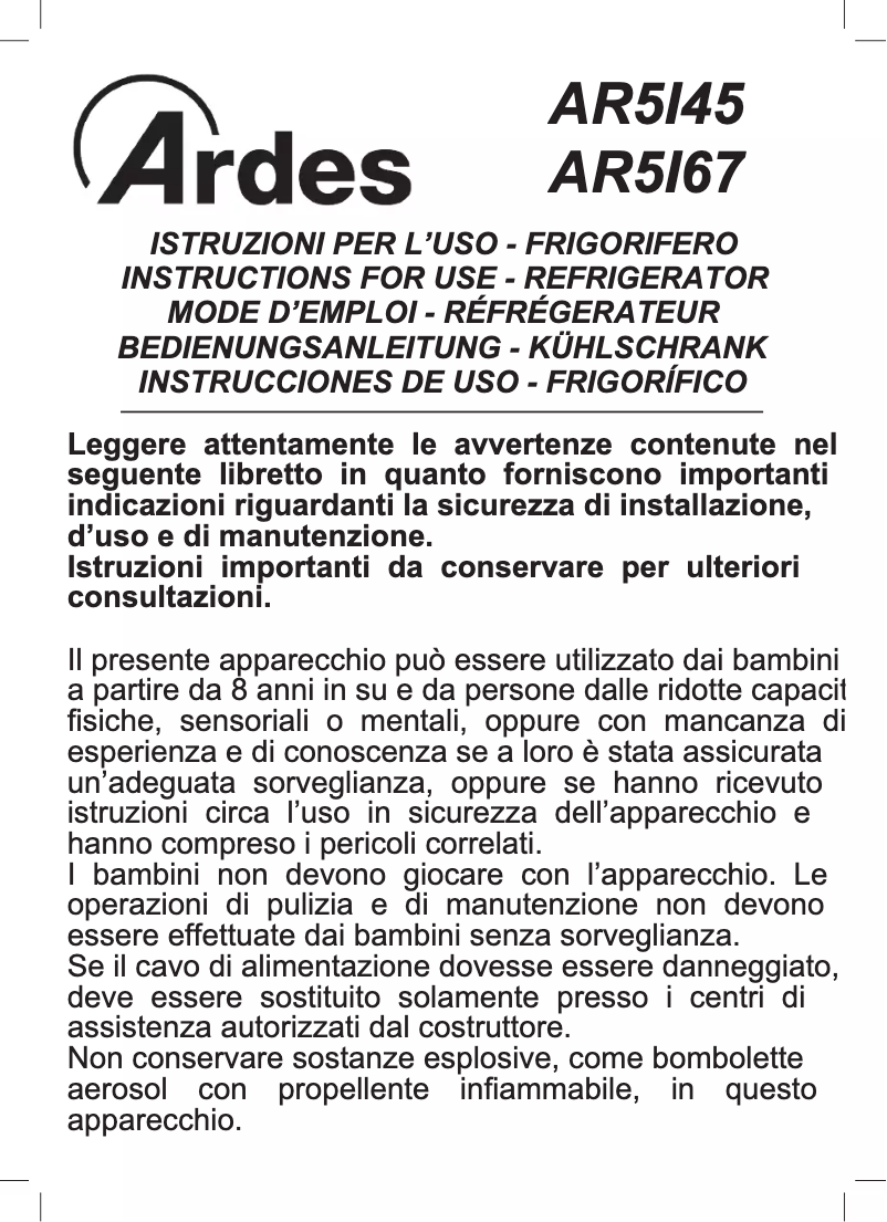 Image de la première page du manuel de l'appareil AR5I45